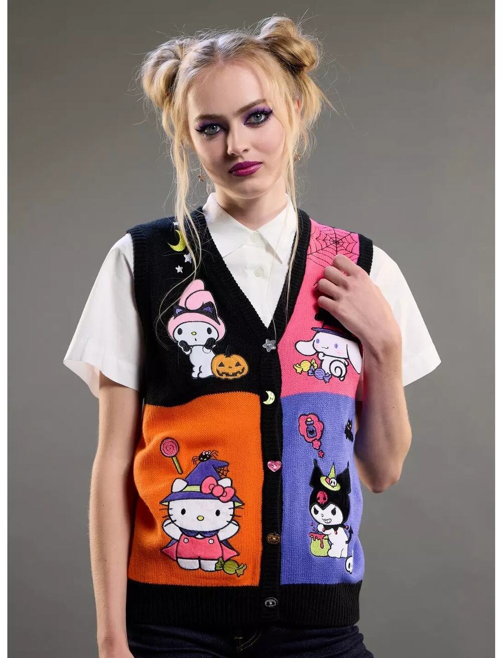 Sanrio Hello Kitty Kuromi Halloween Sweater Vest Hot Topic S/M NWT